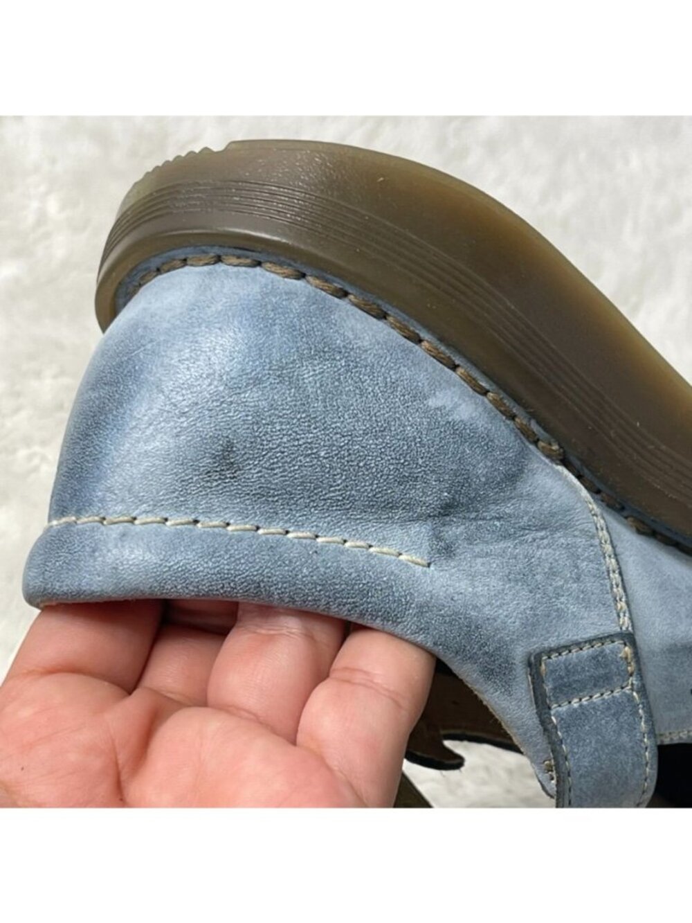 Rare Vintage Dr. Martens 8A57 Mary Janes Blue Distressed Leather Made in Portuga - Picture 6 of 10